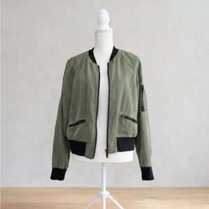 Sanctuary Olive Bomber Jacket with Black Details